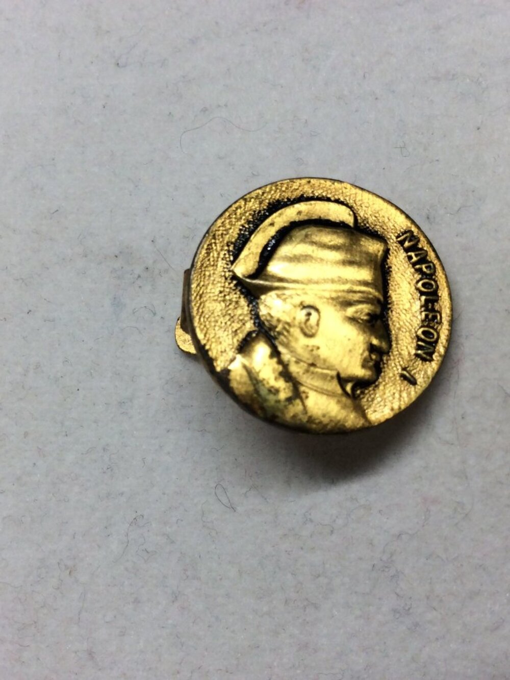 Vintage Napoleon Empereur French Coin Tie Bar Clip Gold Tone Men's Jewelry 3/4"